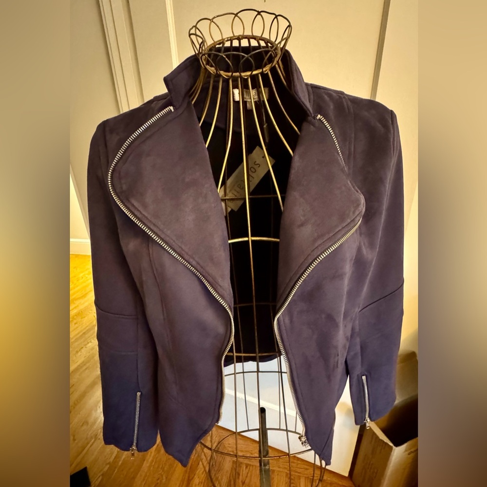 Solitaire Women's Dark Blue Faux Suede Jacket